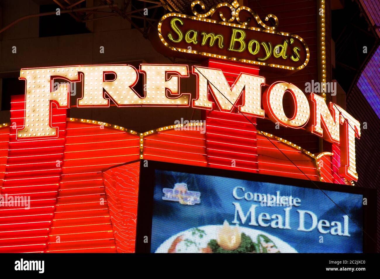 Neonschild auf Fremont Street, Las Vegas, Nevada, USA, Nordamerika Stockfoto