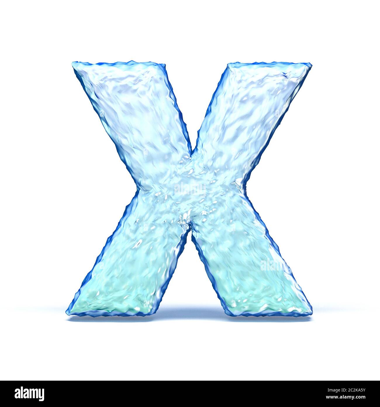 Ice Crystal Font Buchstaben X 3D-Render Abbildung auf weißem Hintergrund Stockfoto