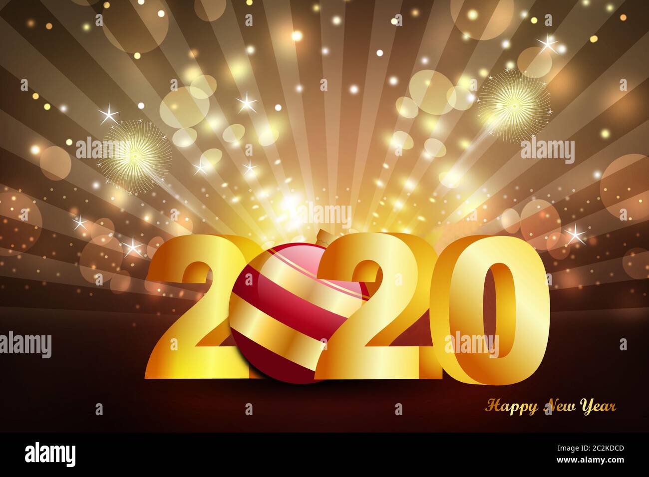 Frohes neues Jahr Grüße 2020 realistische Abbildung Stockfoto