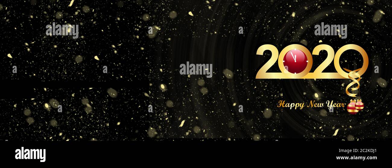 2020 Gold Zahlen mit Stern auf schwarzen Hintergrund. Einladung Design für das Neue Jahr Stockfoto