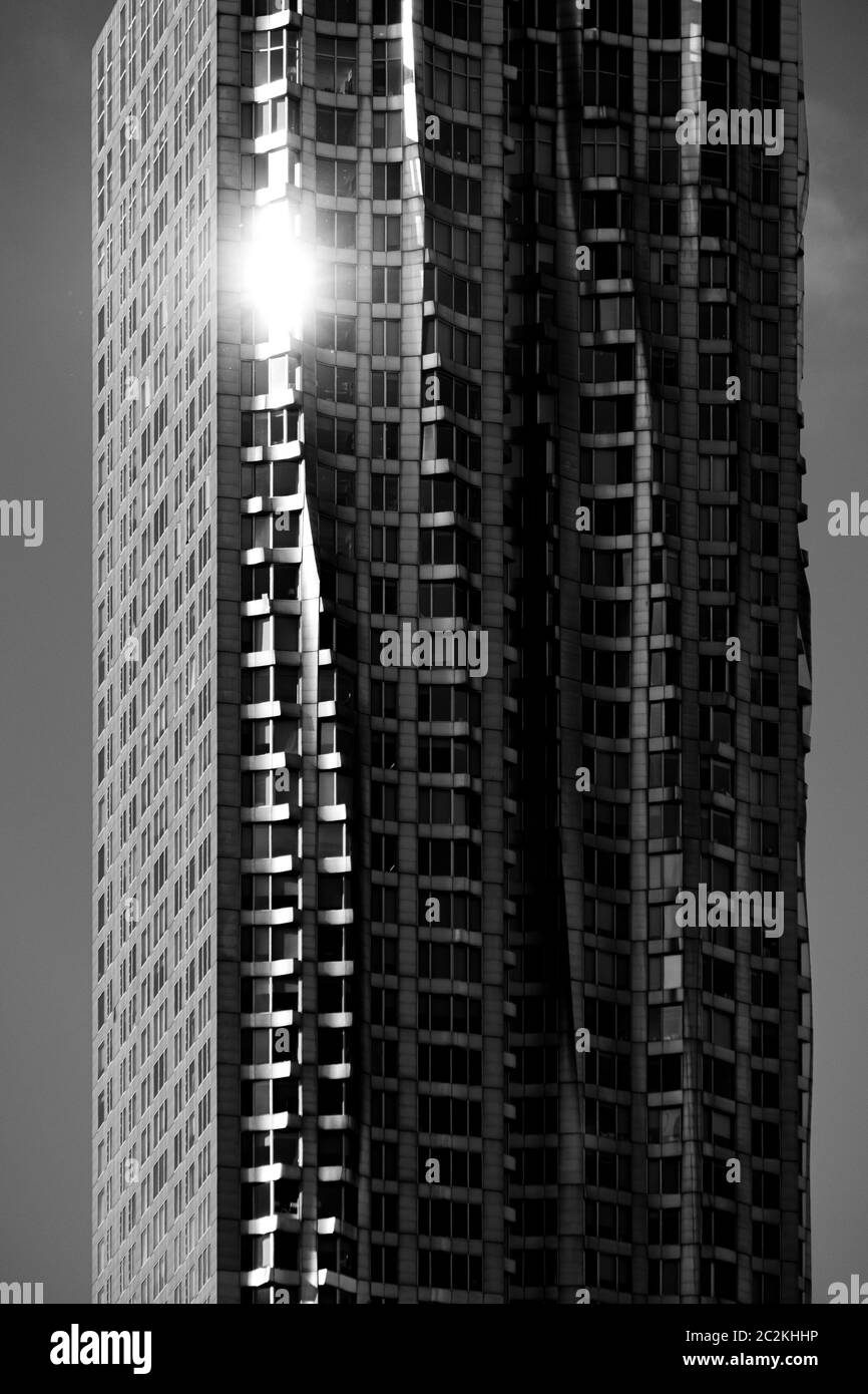 Äußere Details von Gebäuden im Seaport District in Lower Manhattan Stockfoto