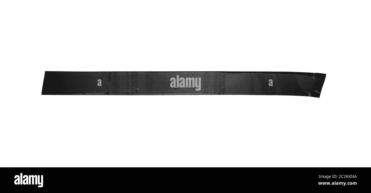 Langes dunkelschwarzes Band-Streifen-Banner auf weißem Hintergrund Stockfoto