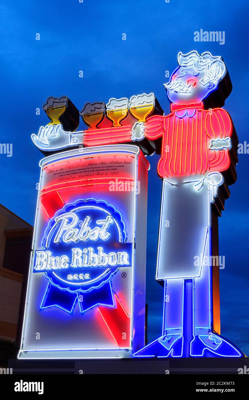 Neonschild, Las Vegas Boulevard, Downtown District, Las Vegas, Nevada, USA Stockfoto