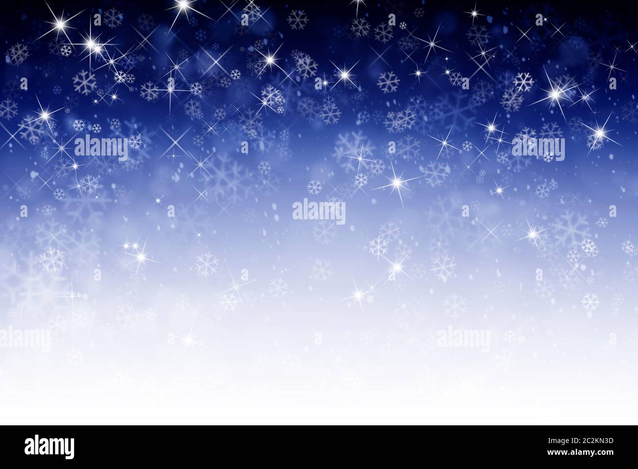 Abstrakter Winter Himmel Hintergrund mit Schneeflocken Stockfoto