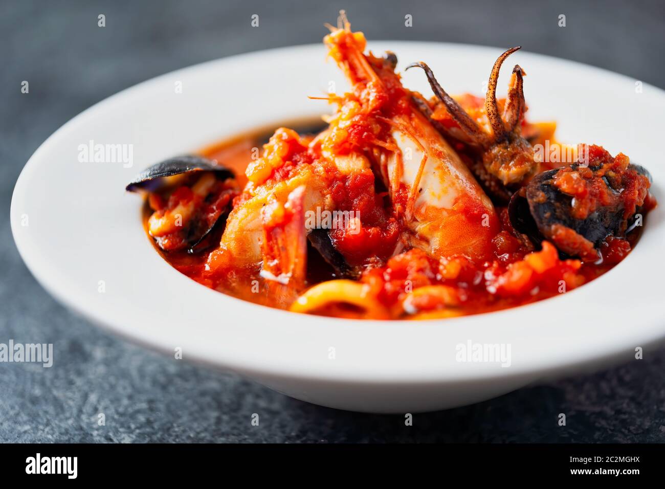 Nahaufnahme von italienischen amerikanischen Seafood Eintopf cioppino Stockfoto