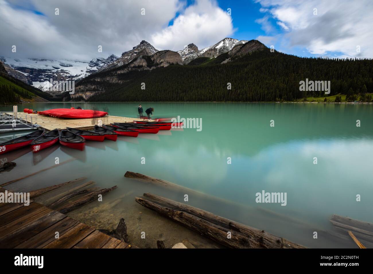 Der Lake Louise in den kanadischen Rocky Mountains Stockfoto