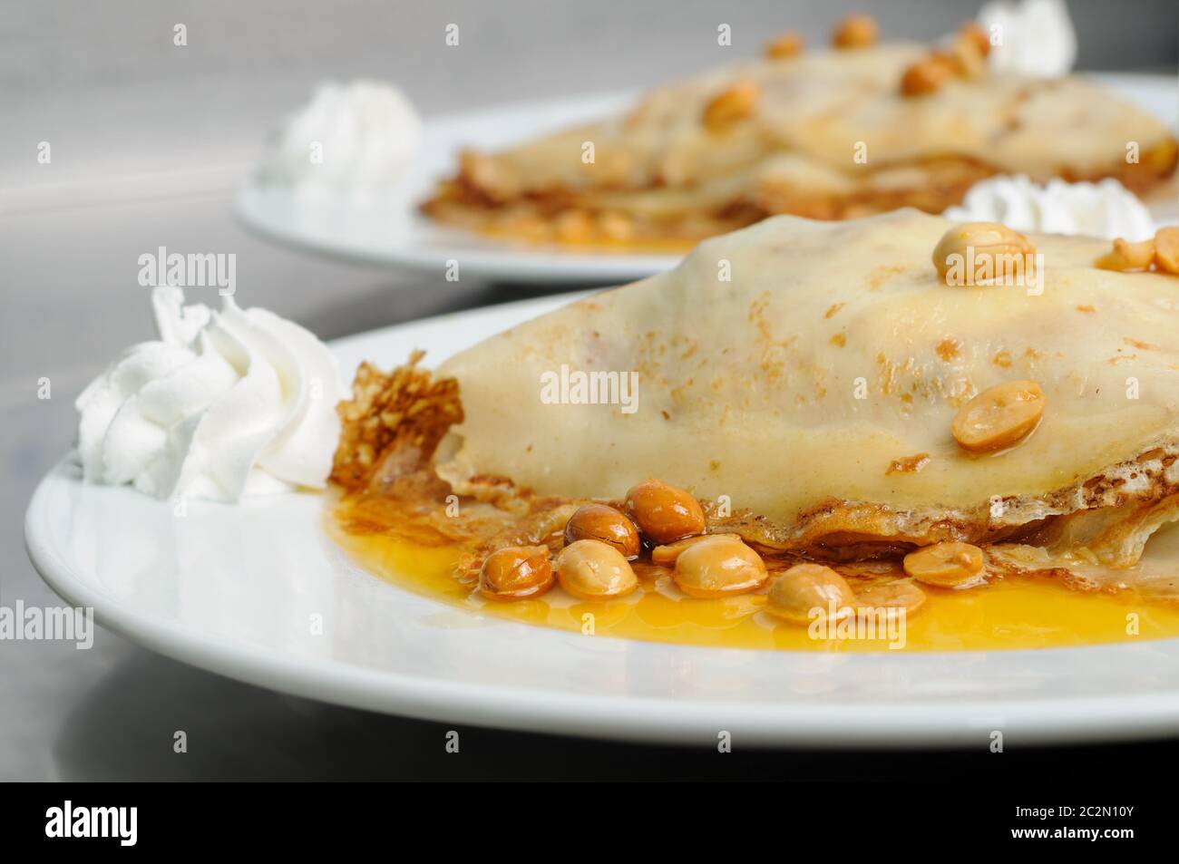 Erdnüsse Pfannkuchen Crêpe dessert Stockfoto