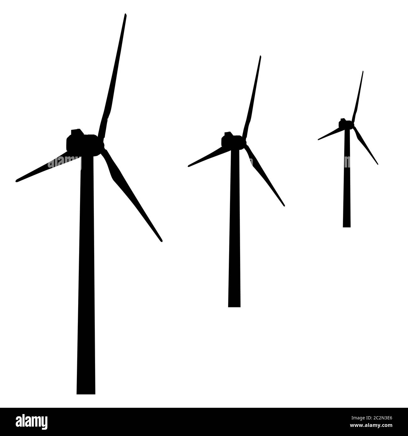 Windmühlen zur Stromerzeugung.  Vektor-illustration Stockfoto