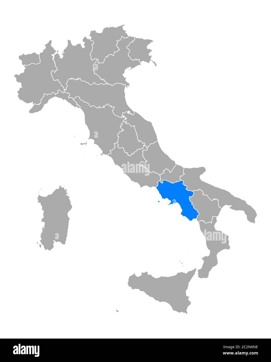 Karte von Kampanien in Italien Stockfoto