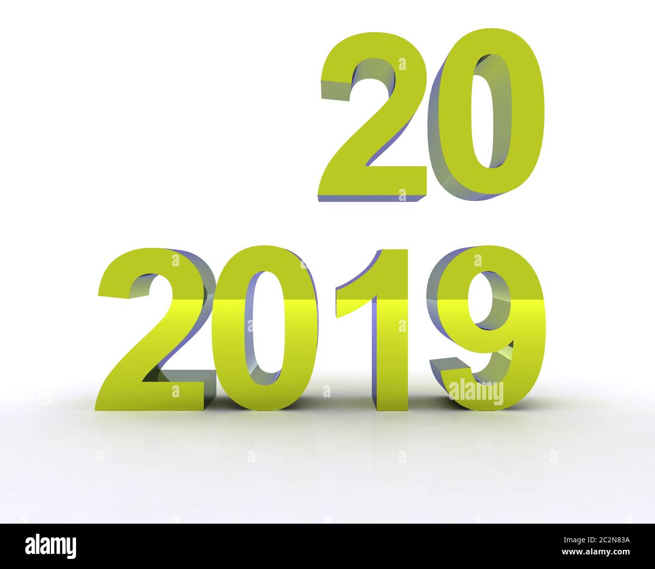 2019/2020 farbige Schrift in 3d Stockfoto