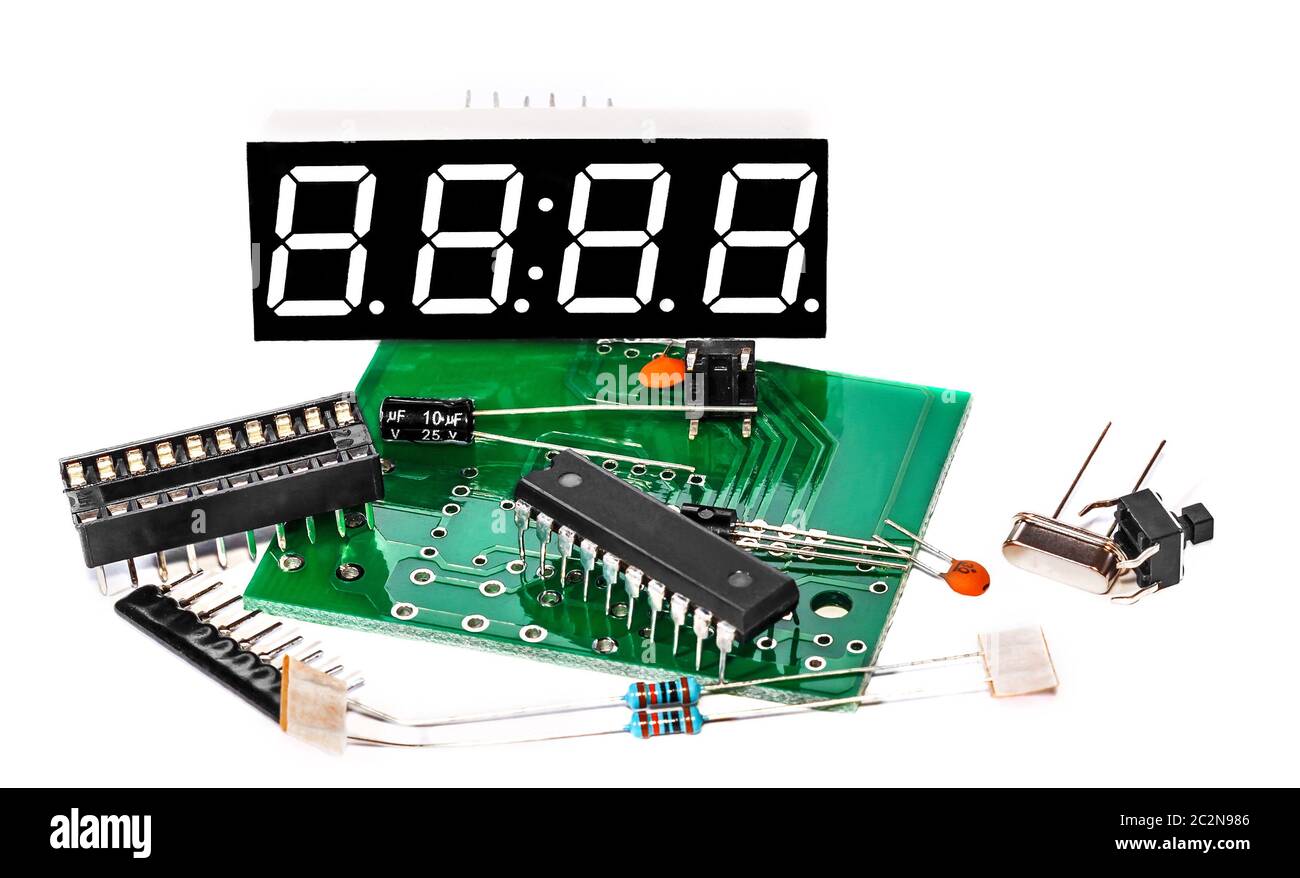 Satz von elektronischen Komponenten Stockfoto
