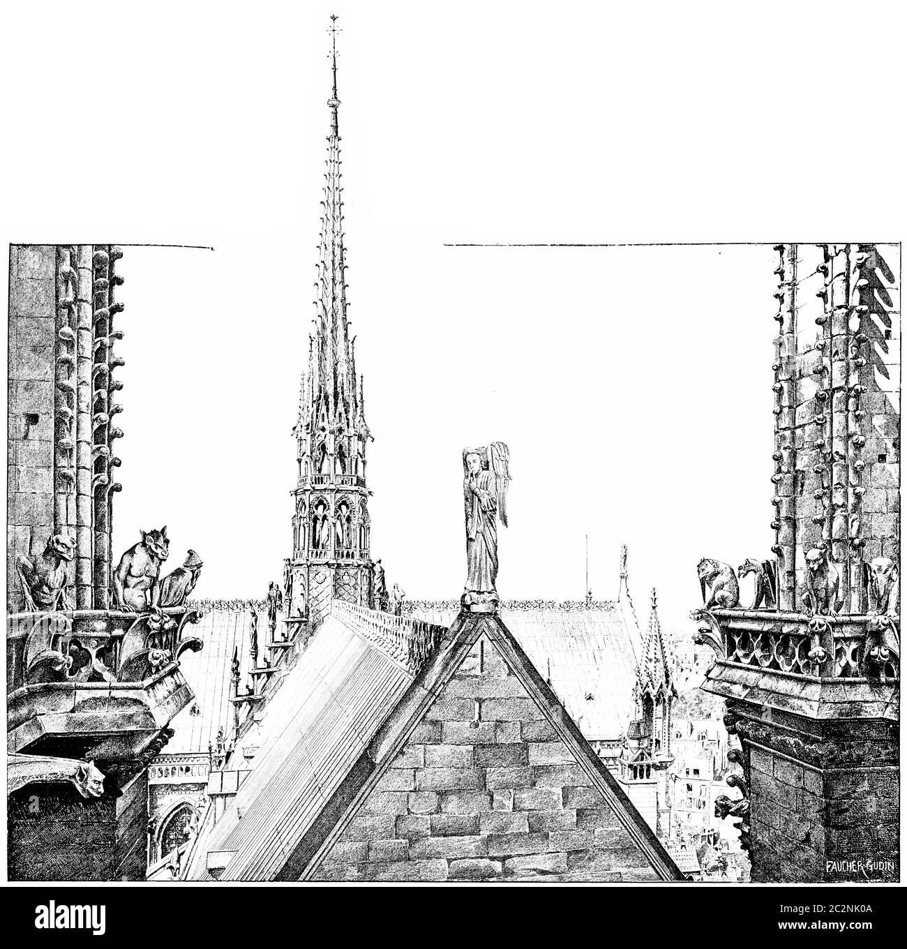 Die Gegend führen Notre Dame, Vintage gravierte Illustration. Paris - Auguste VITU – 1890. Stockfoto