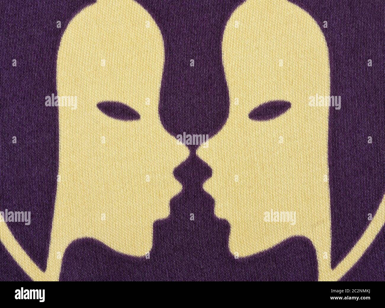 Nahaufnahme von Zwilling Sternzeichen Symbol auf Textil gedruckt Stockfoto