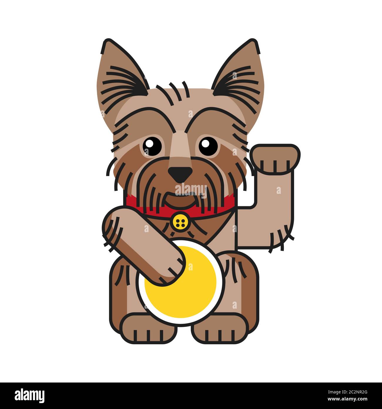 Lucky yorkshire Terrier bringt Glück isoliert auf weißem Hintergrund. Stock Vektor