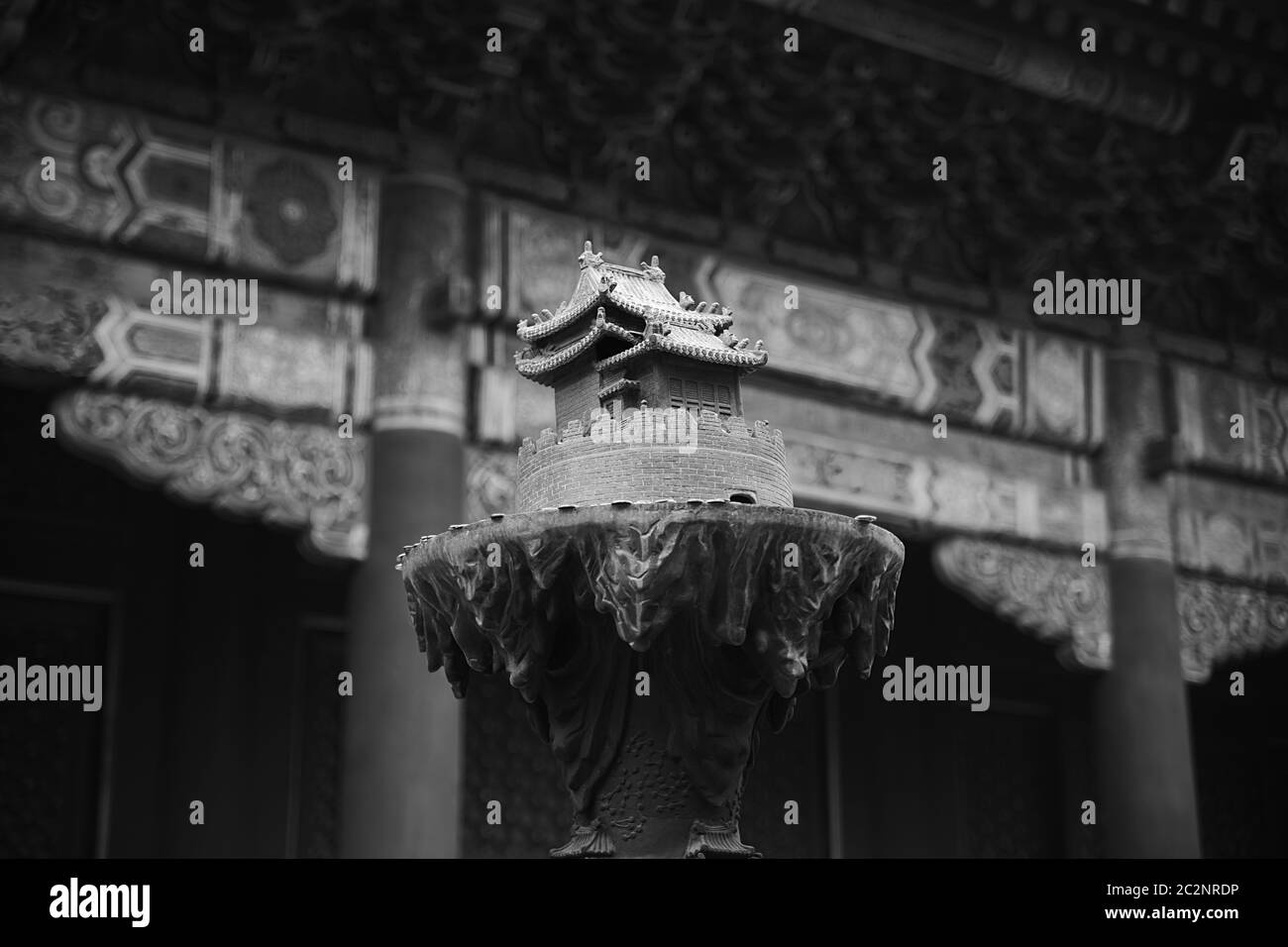 Entdeckung des Lama-Tempels Schwarz und Weiß Stockfoto
