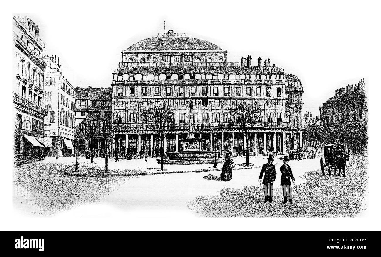 Comedie-Francaise oder Theater-Francais oder Salle Richelieu oder Französisch Theater in Paris, Frankreich. Vintage-Gravur. Stockfoto