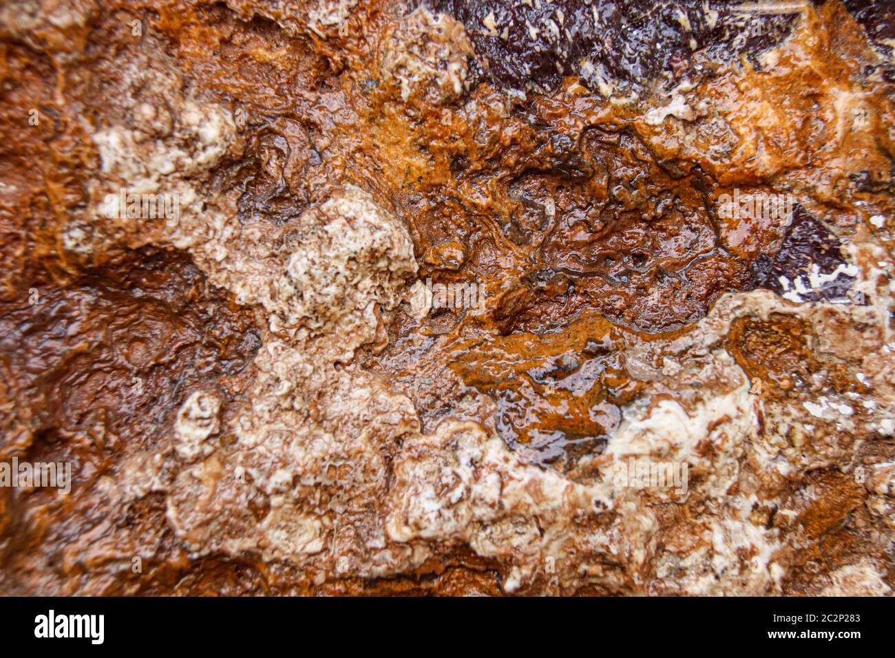 Nahaufnahme Textur von Granit, einem hellen, unartigen Gestein mit Körnern und Kristallisation Stockfoto