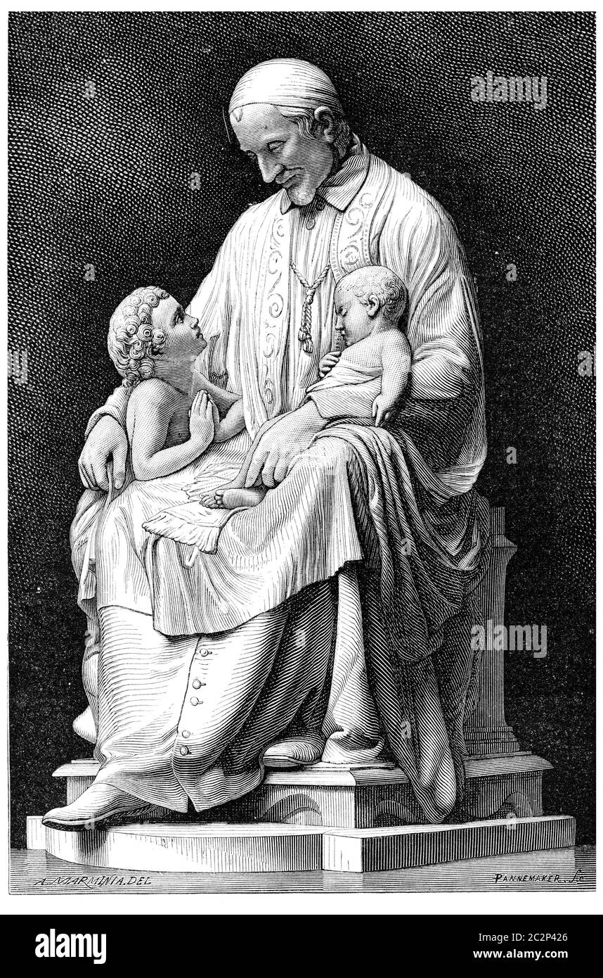 Saint Vincent de Paul, Vintage-Grafik. Stockfoto