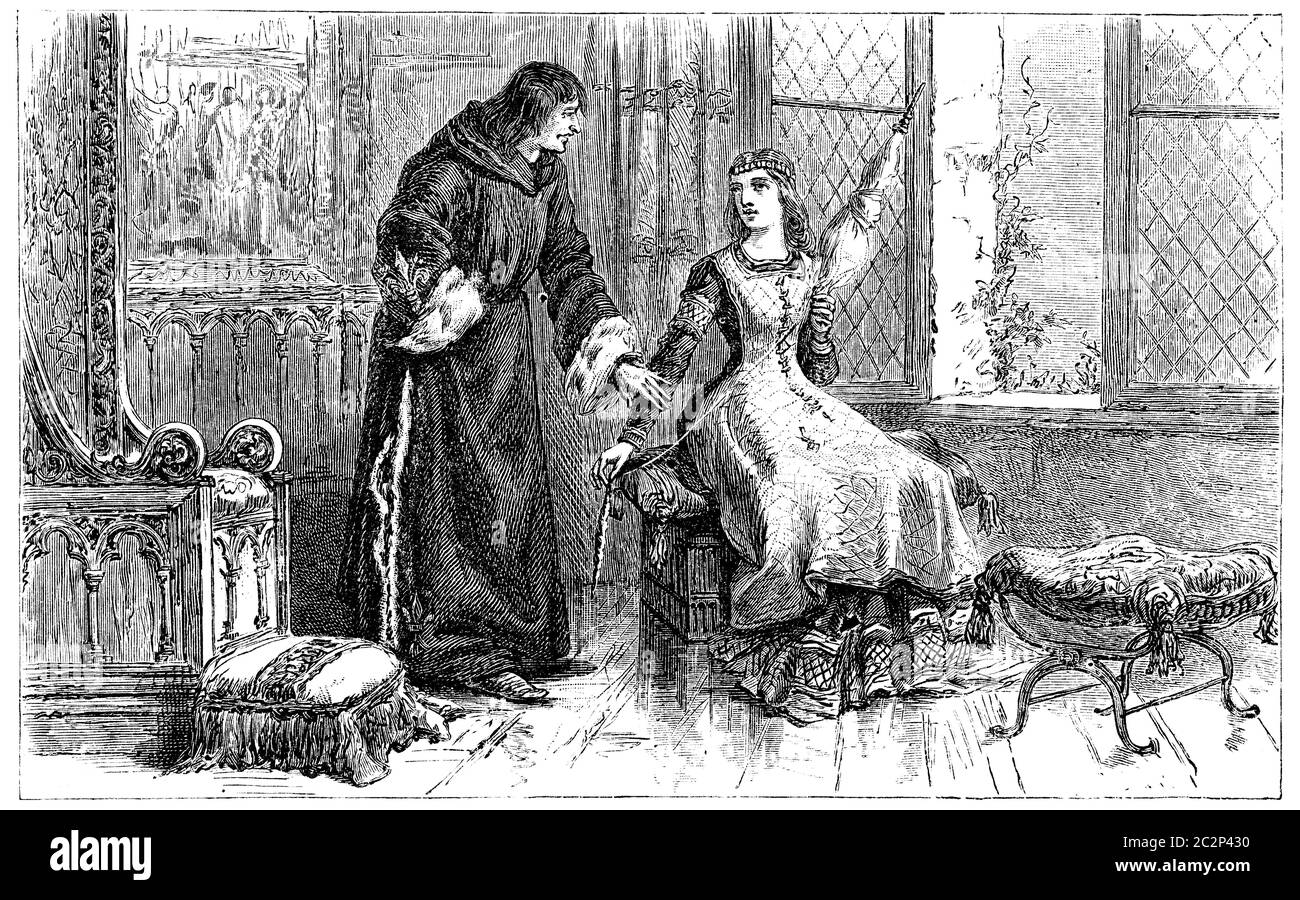 Eines Tages St. Louis, finden ihre Schwester Spinnwolle, Vintage graviert Illustration. Stockfoto