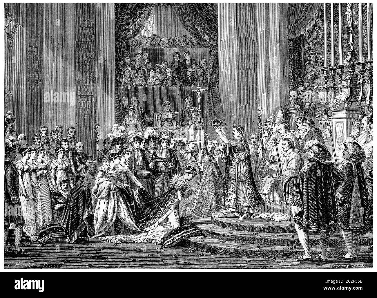 Zeremonie der Weihe an die Muttergottes, Illustration mit Weinlese. Geschichte Frankreichs – 1885. Stockfoto