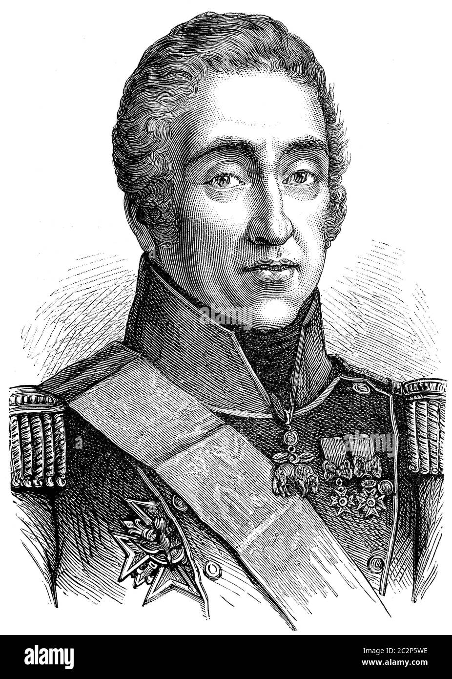 Charles X, Vintage-Grafik. Geschichte Frankreichs – 1885. Stockfoto