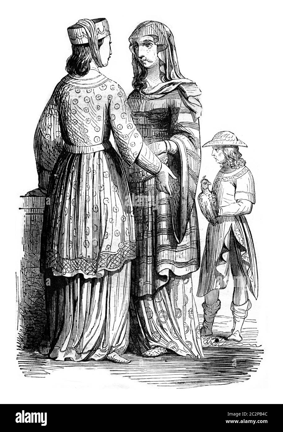 Adliger und edle Damen, Vintage gravierte Illustration. Magasin Pittoresque 1844. Stockfoto