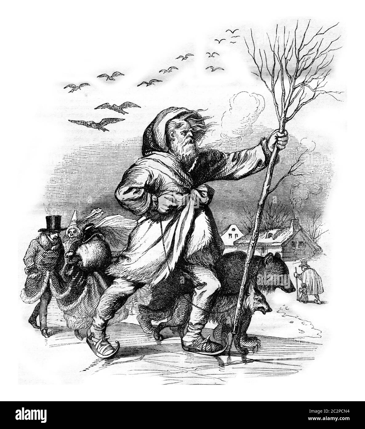 Winter, Allegory, Vintage gravierte Illustration. Magasin Pittoresque 1842. Stockfoto
