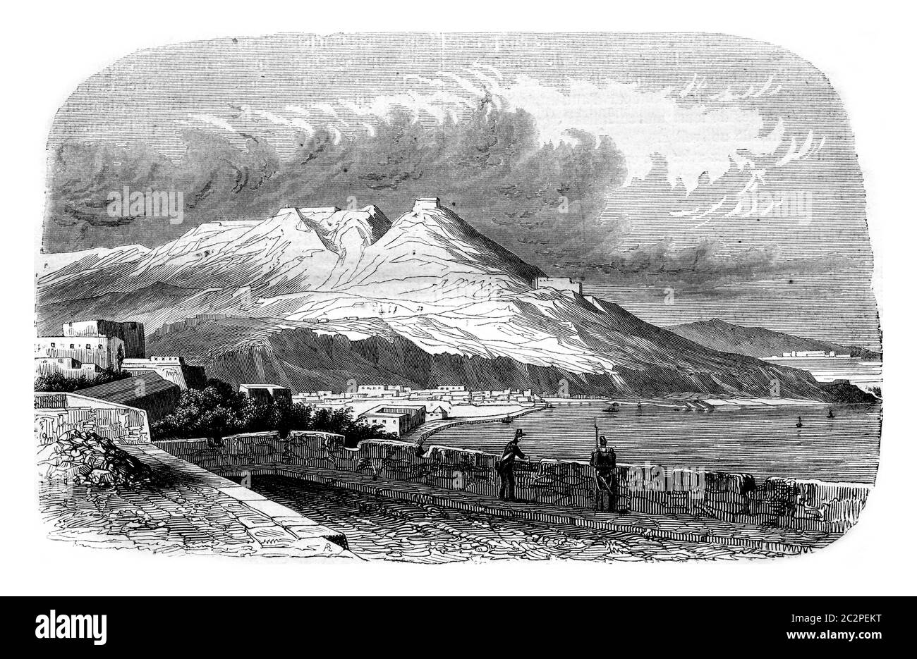 An Oran View, Algerien, Illustration mit Weingravur. Magasin Pittoresque 1844. Stockfoto