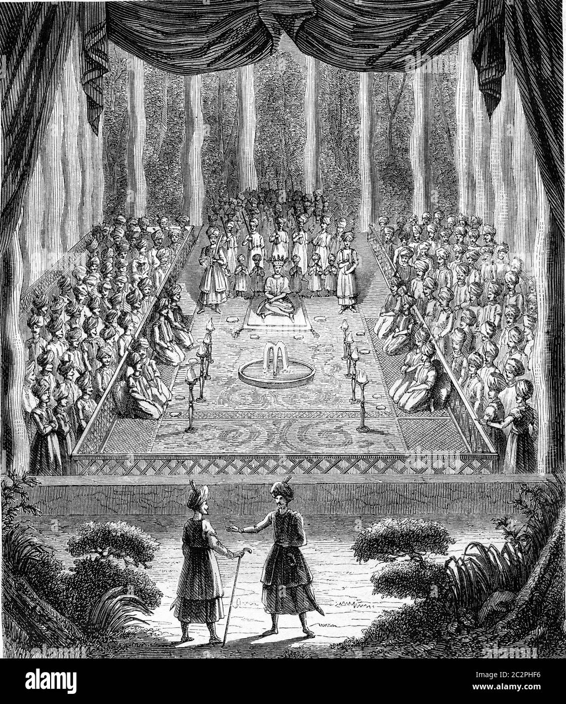 Die Krönung von Suleyman, Schah von Persien, September 25 von 1666 bis 1667, Vintage gravierte Illustration. Magasin Pittoresque 1857. Stockfoto