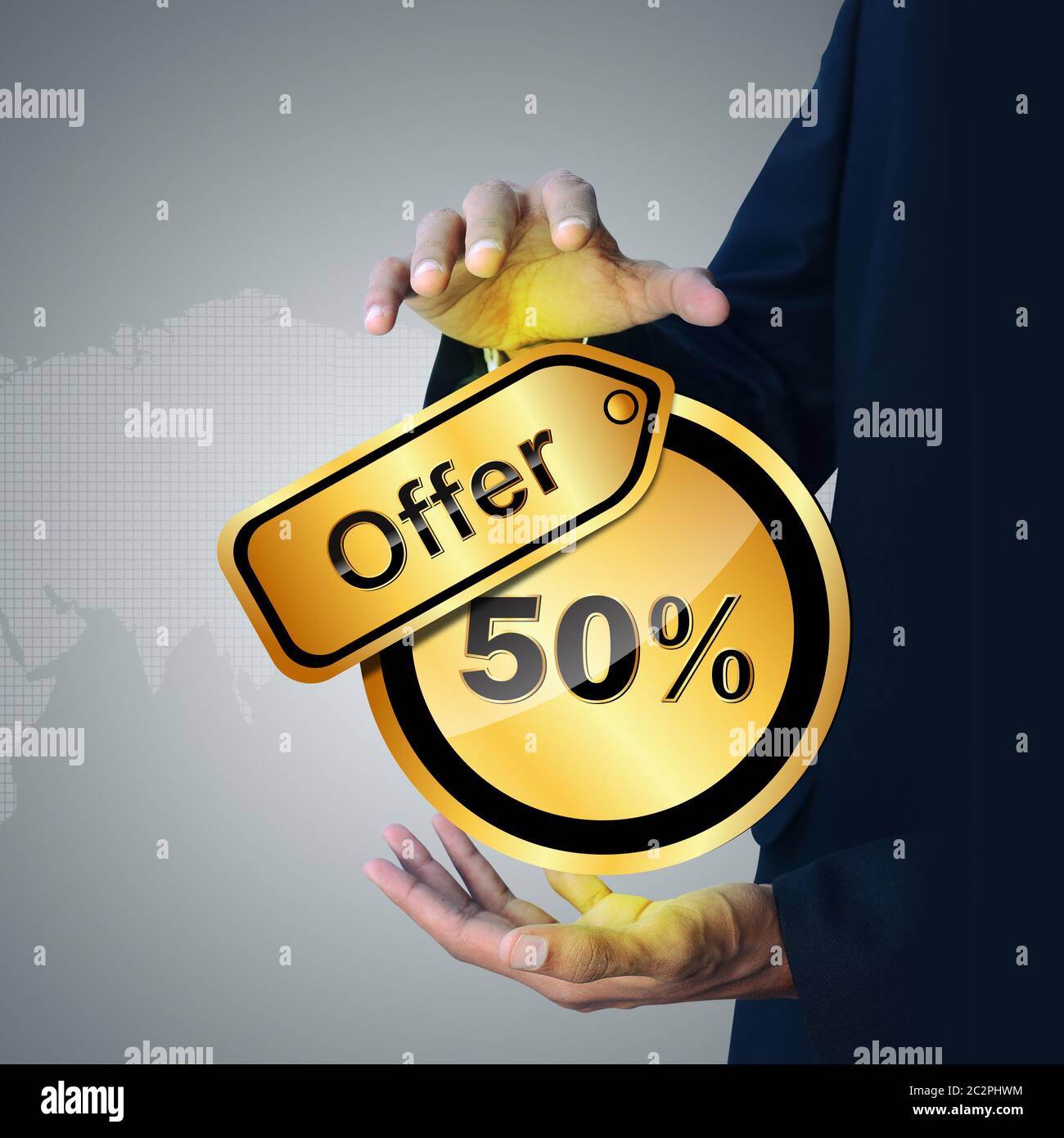 Smart Hand übersicht Rabatt tag Stockfoto