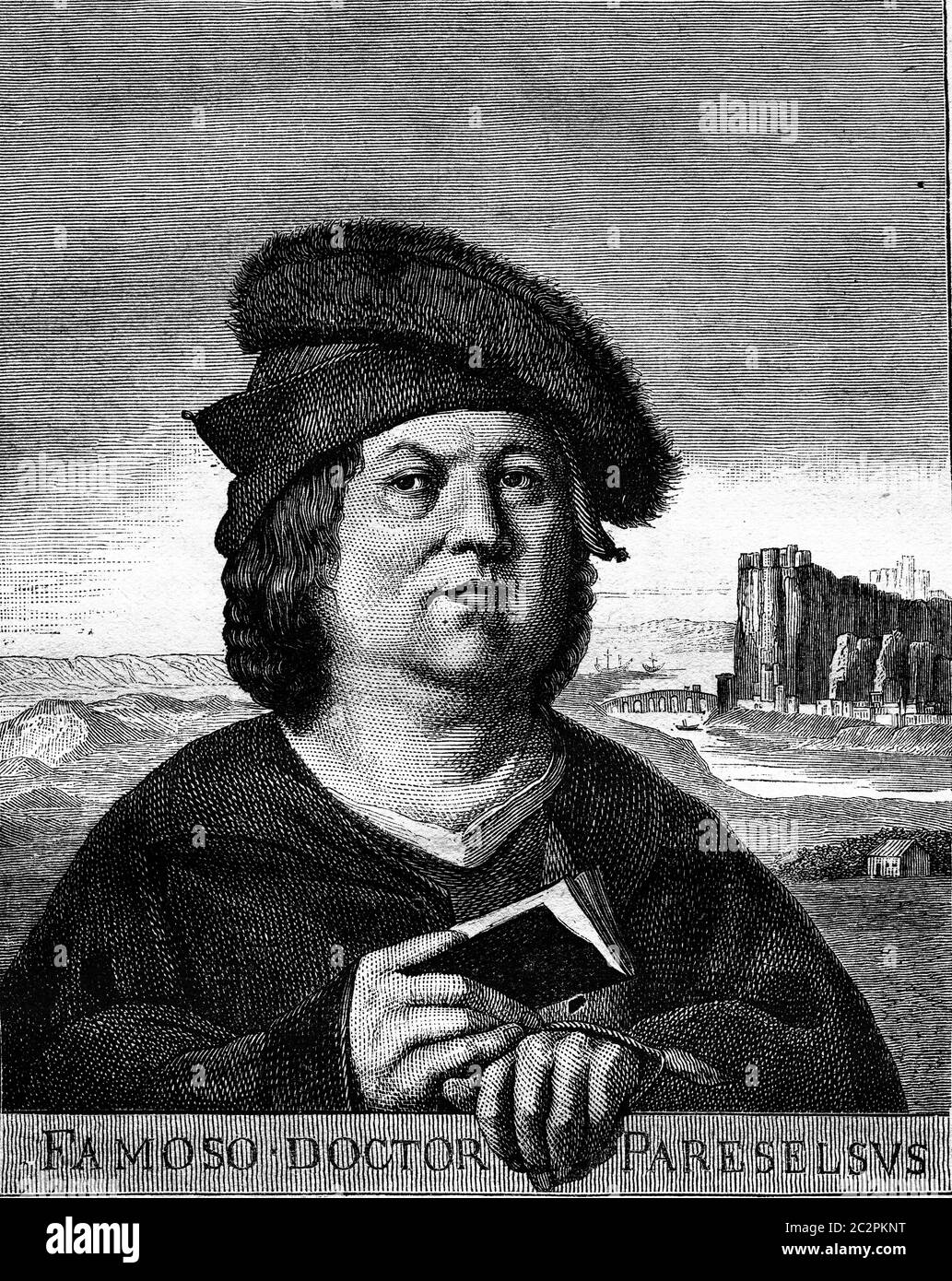 Paracelsus, Zeichnung Bocourt, nach einem Gemälde des Naney Museum, Vintage gravierte Illustration. Magasin Pittoresque 1877. Stockfoto