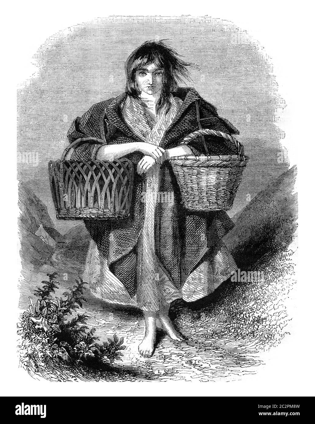 Junge irische Bauer, Vintage gravierte Illustration. Magasin Pittoresque 1845. Stockfoto