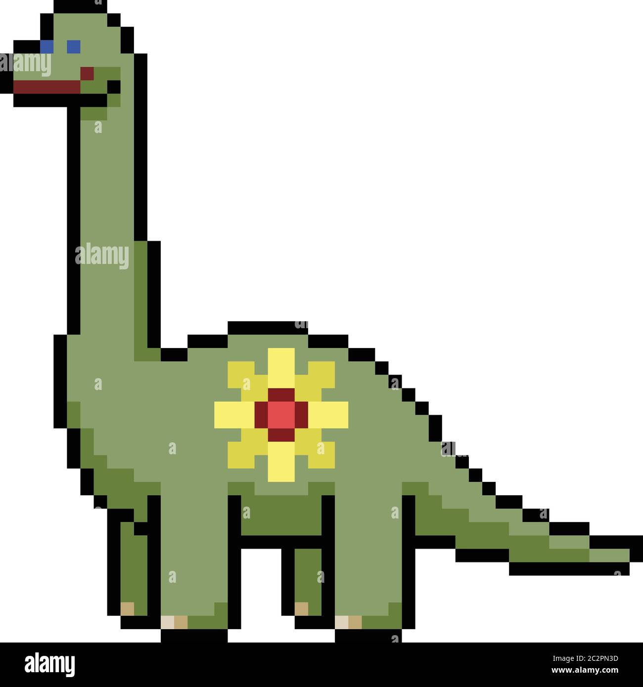 vektor Pixel Kunst Dinosaurier Kind isoliert Cartoon Stock Vektor