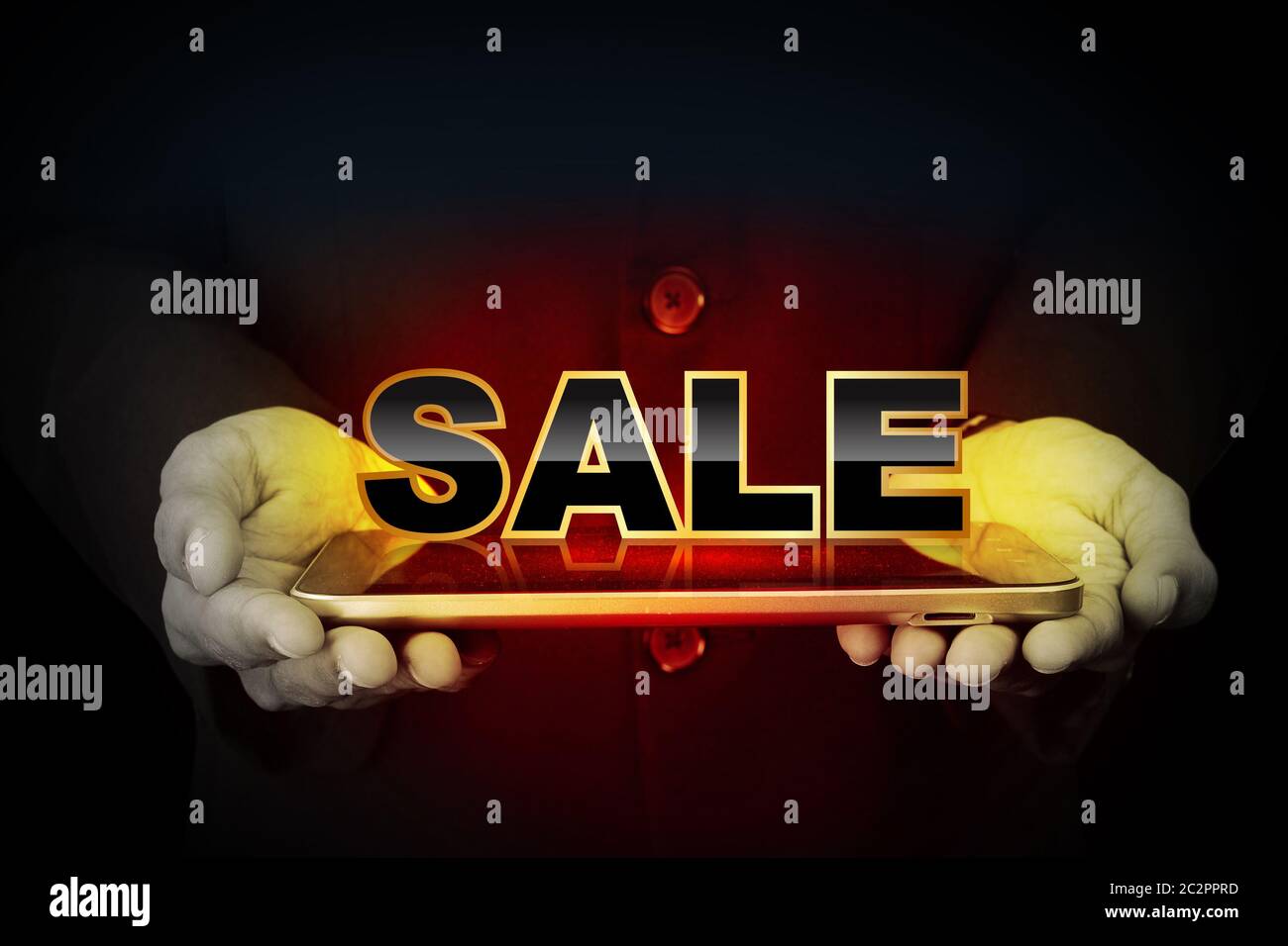 Smart Hand Übersicht Verkauf Tag Stockfoto