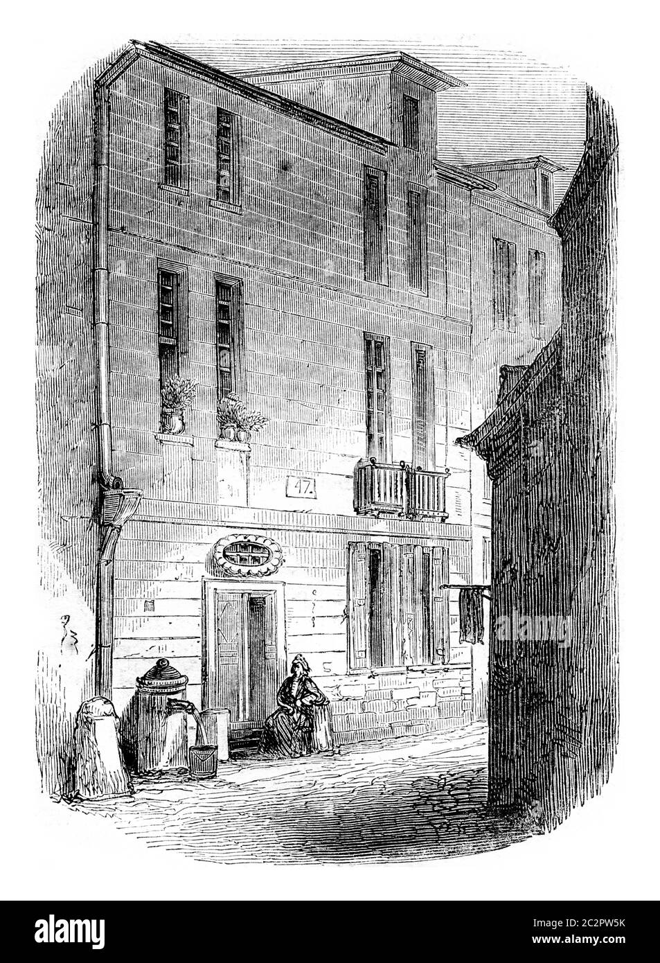 Haus von Le Havre, Geburtsort von Bernardin de Saint-Pierre, Vintage-Gravur Illustration. Magasin Pittoresque 1852. Stockfoto