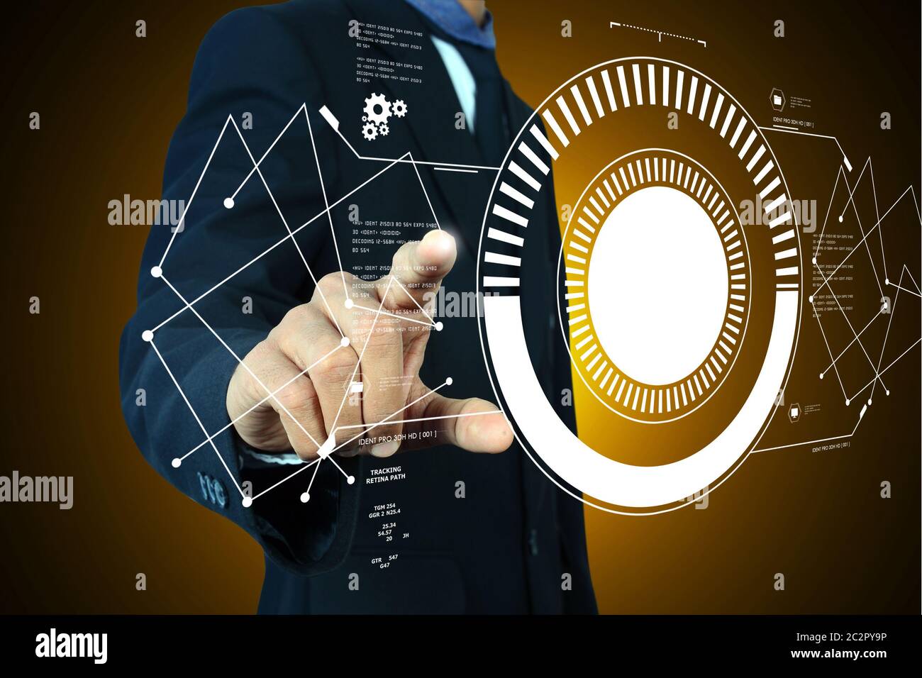 Smart Hand zeigen futuristische Technologie Stockfoto