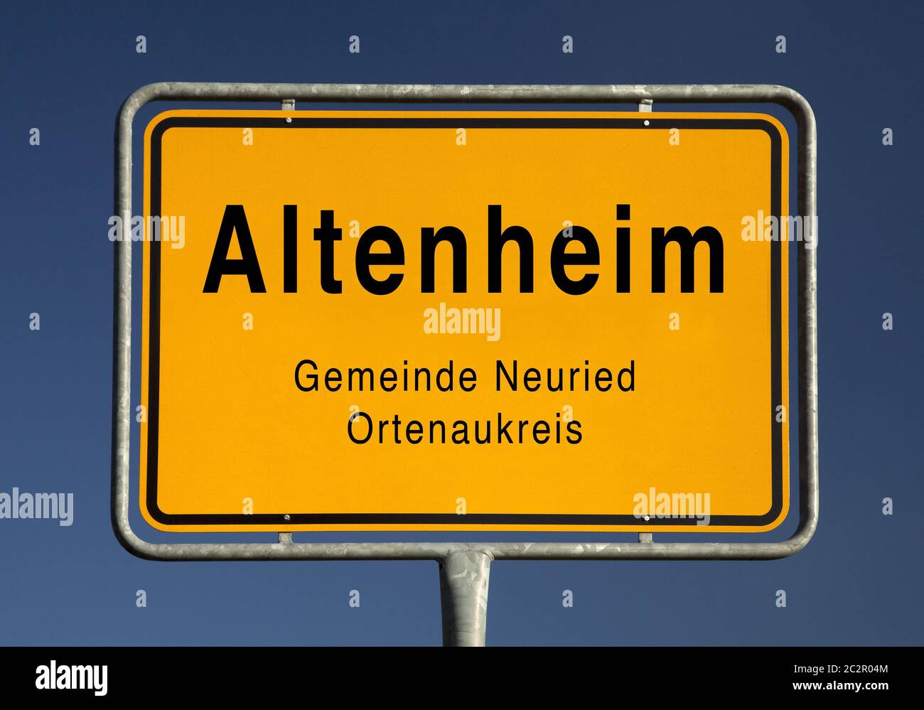 Stadtgrenze Zeichen von Altenheim, Teil von Neuried, Ortenaukreis, Baden-Württemberg, Deutschland, Europa Stockfoto