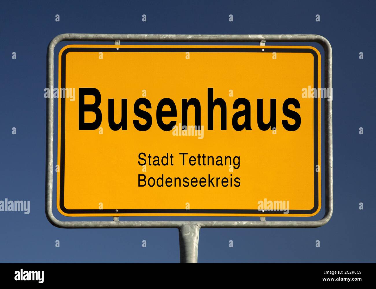 Ortsschild Busenhaus, Ortsteil Langnau, Tettnang, Bodenseekreis, Baden-Württemberg, Deutschland Stockfoto
