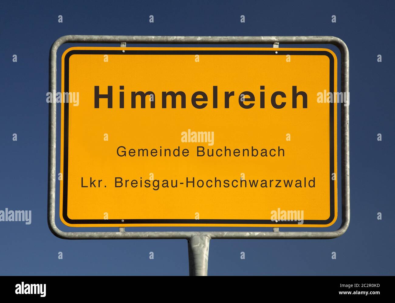 Stadtgrenzschild Himmelreich oder Himmel, Buchenbach, Kreis Breisgau im Schwarzwald, Deutschland Stockfoto