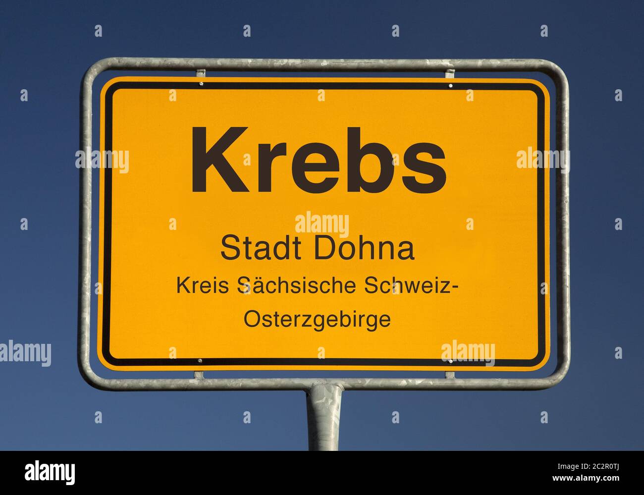 Stadteingangsschild Krebs oder Krebs in Englisch, ein Stadtteil der