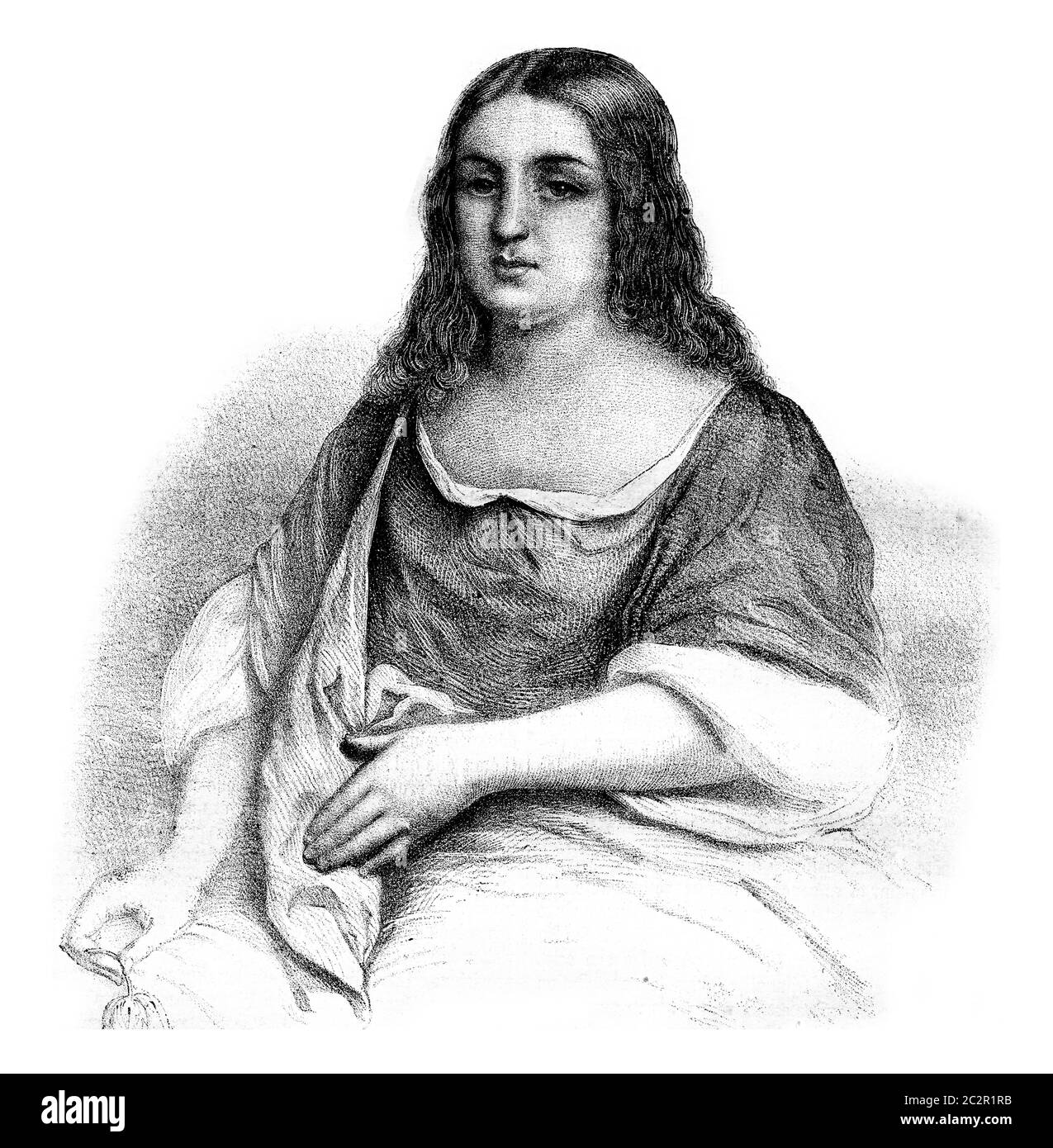 Pocahontas, Vintage-Grafik. Magasin Pittoresque 1861. Stockfoto