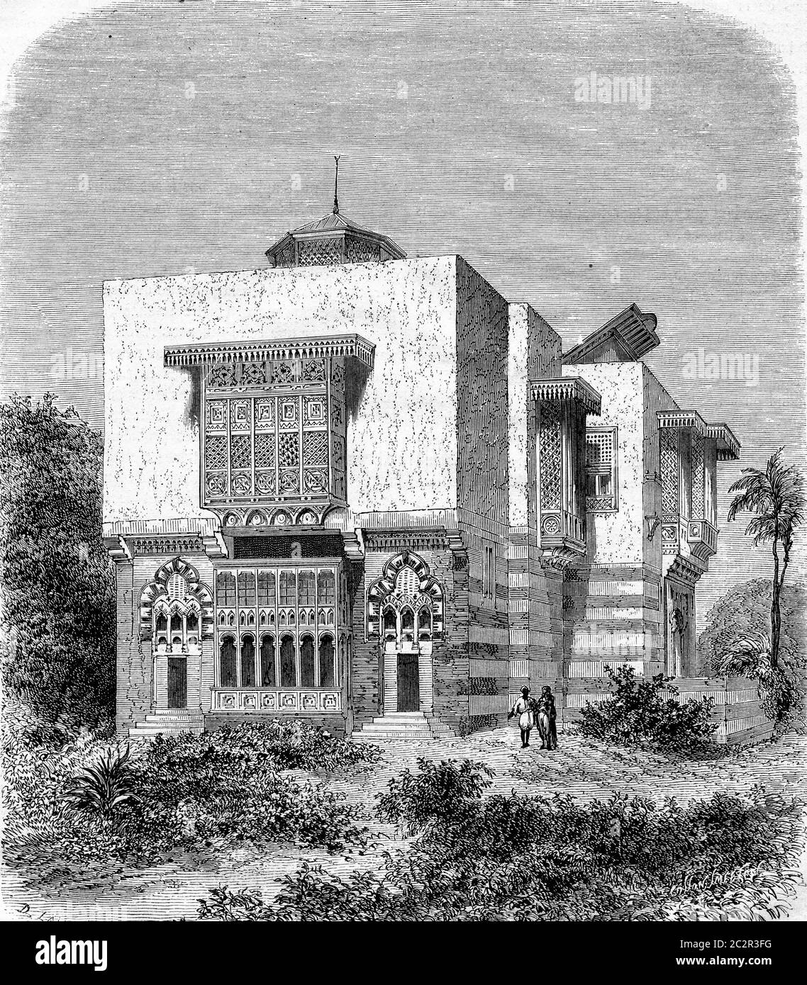 Weltausstellung von 1867, die ägyptische Caravanserai, Vintage graviert Illustration. Magasin Pittoresque 1867. Stockfoto