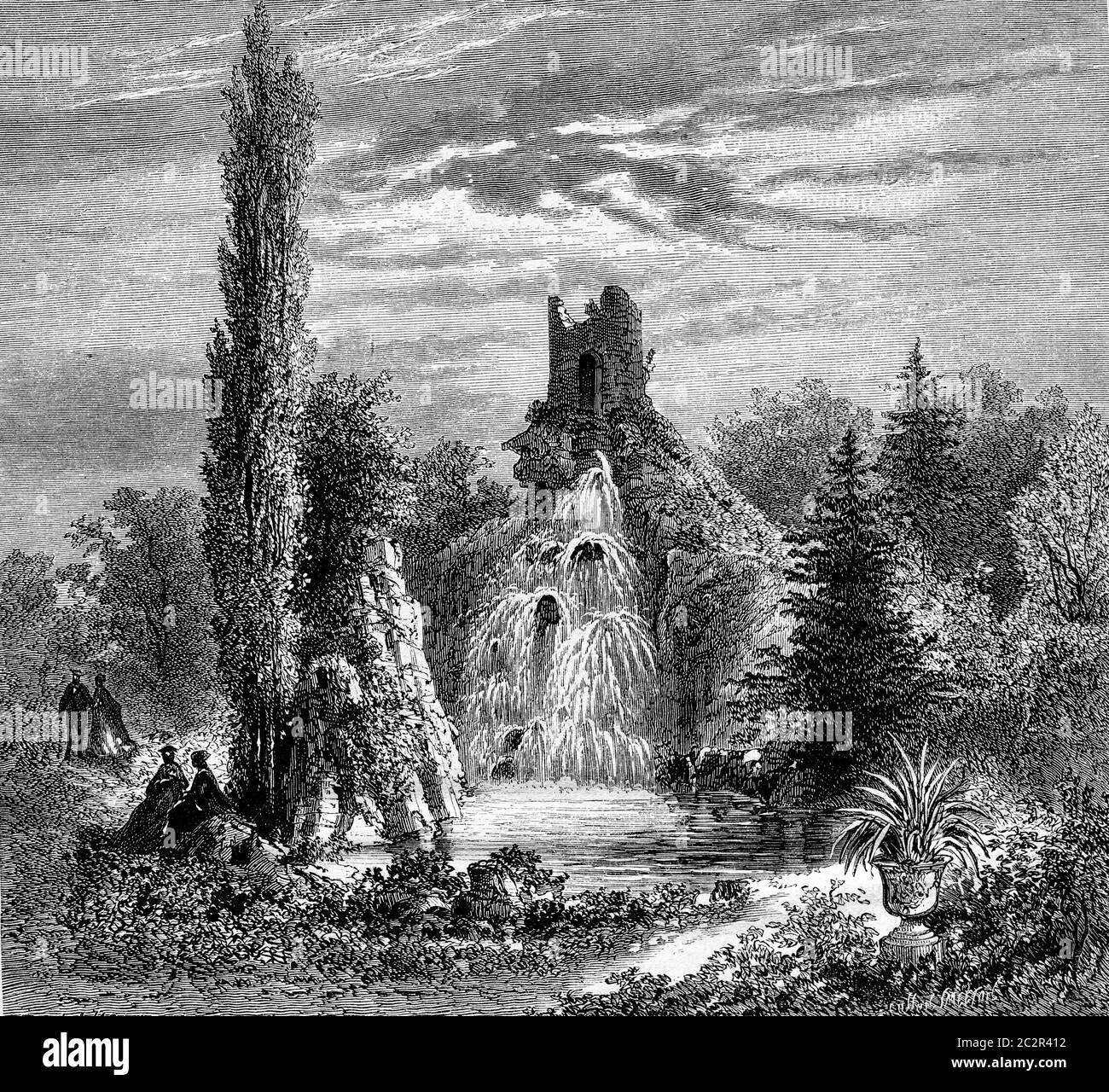 Universal-Ausstellung von 1867, der Wassertank, Vintage graviert Illustration. Magasin Pittoresque 1867. Stockfoto
