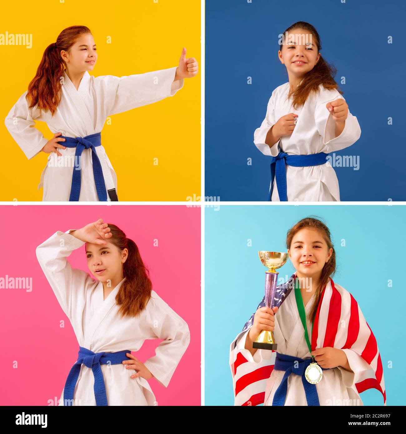 Farbe Karate Mädchen Stockfoto