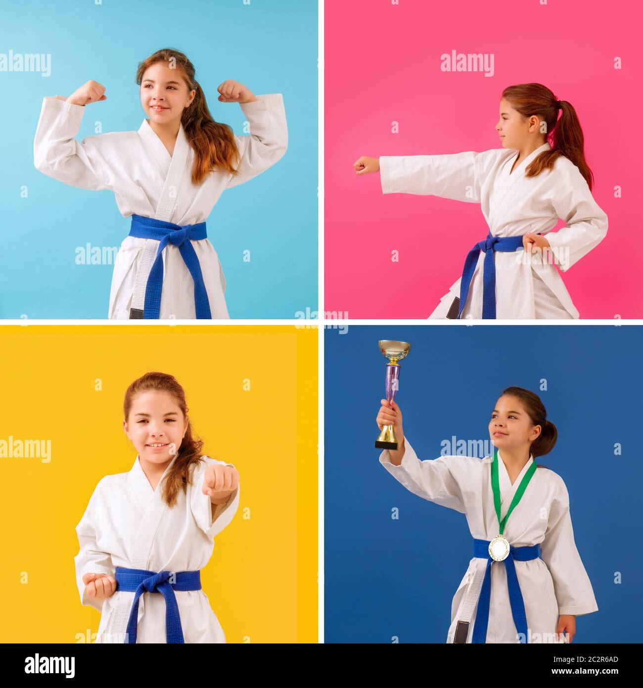 Farbe Karate Mädchen Stockfoto
