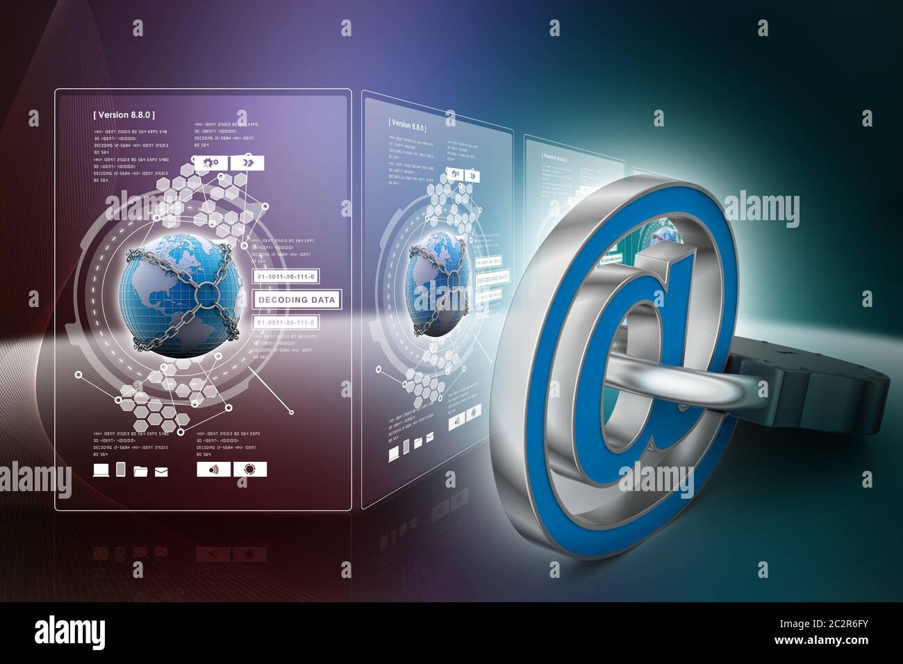 E-mail Sign mit Vorhängeschloss Stockfoto