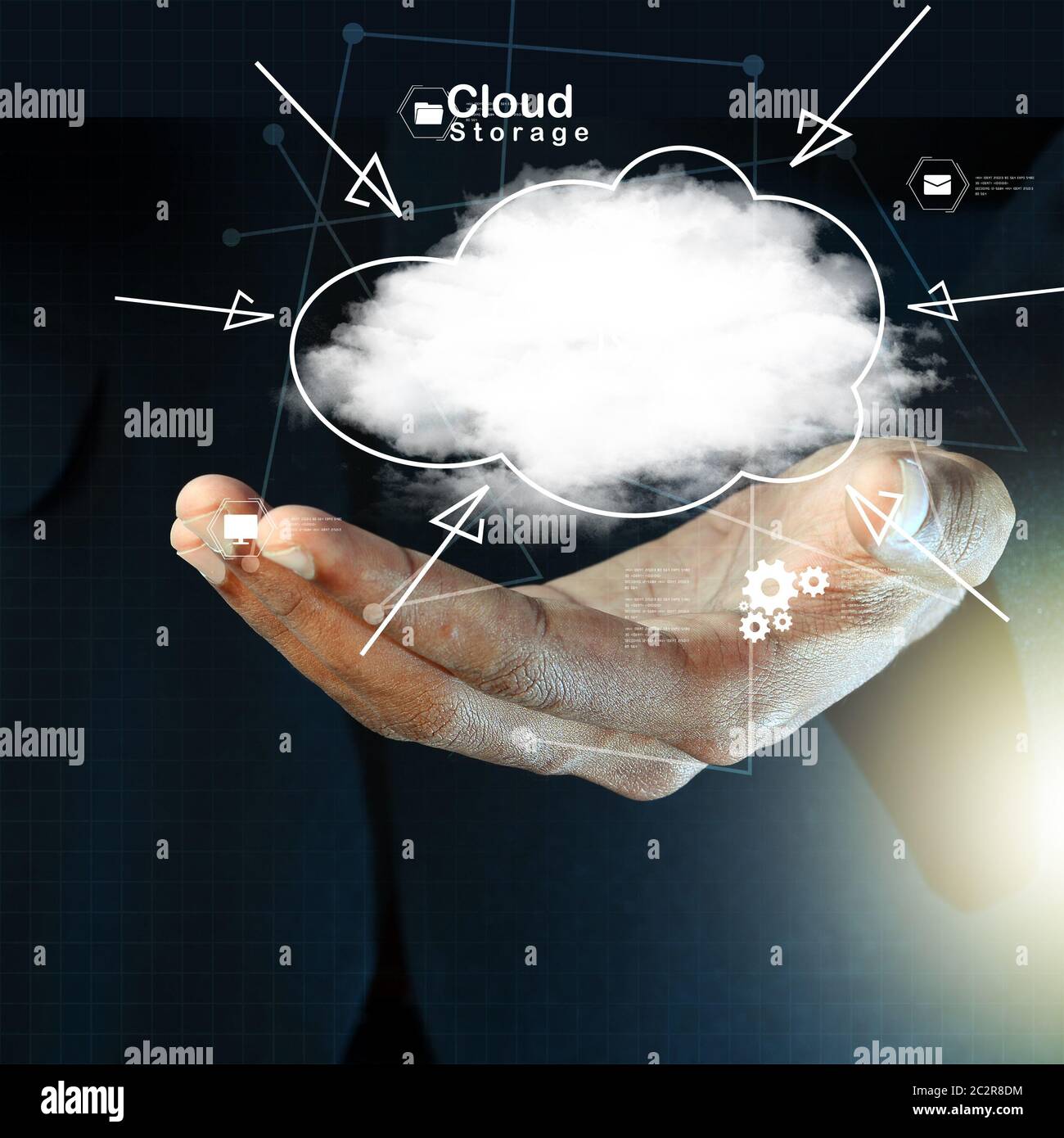 Hände, die die Cloud computing Symbol Stockfoto