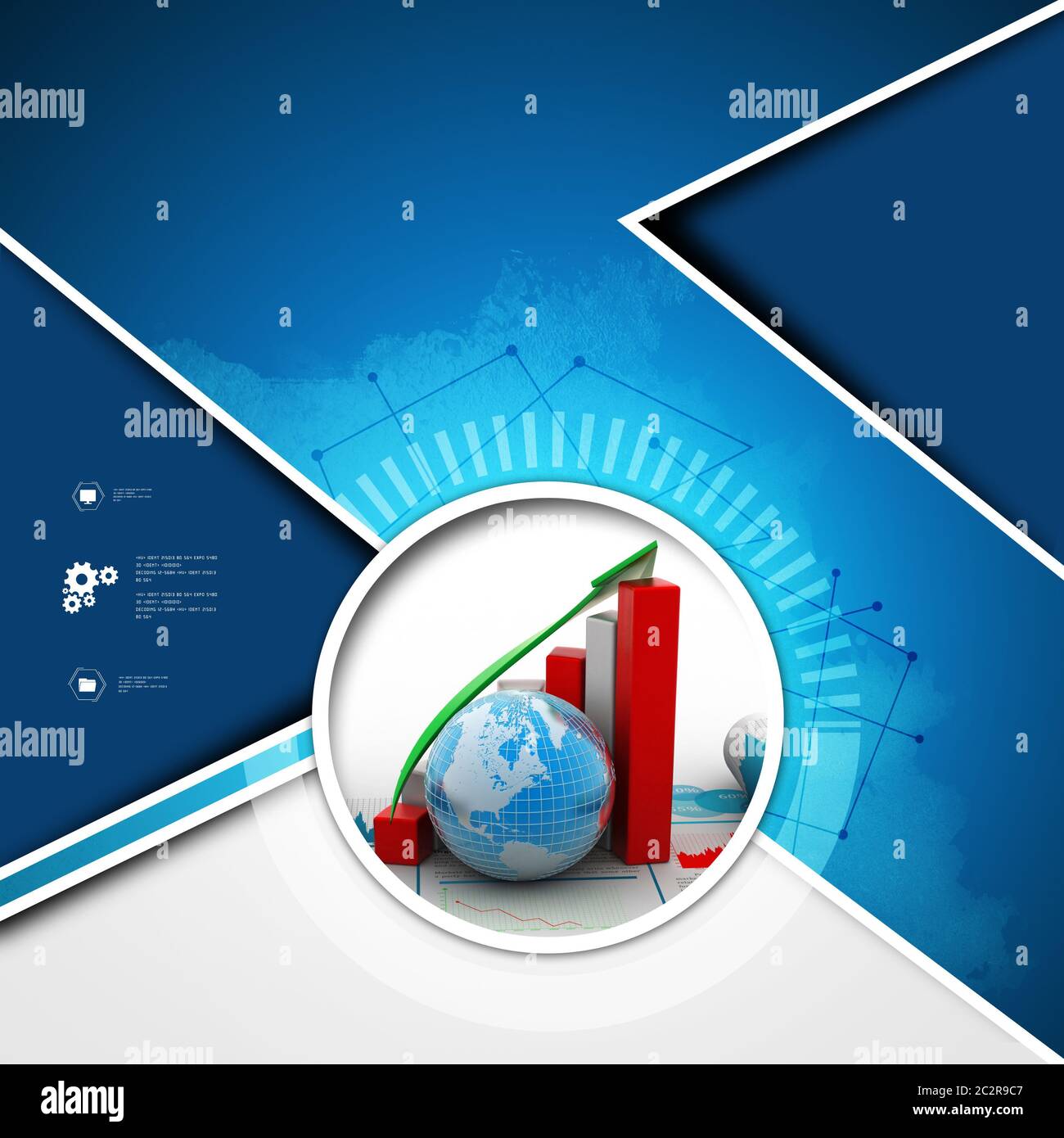 Business-Wachstum-Grafik und Globus Stockfoto