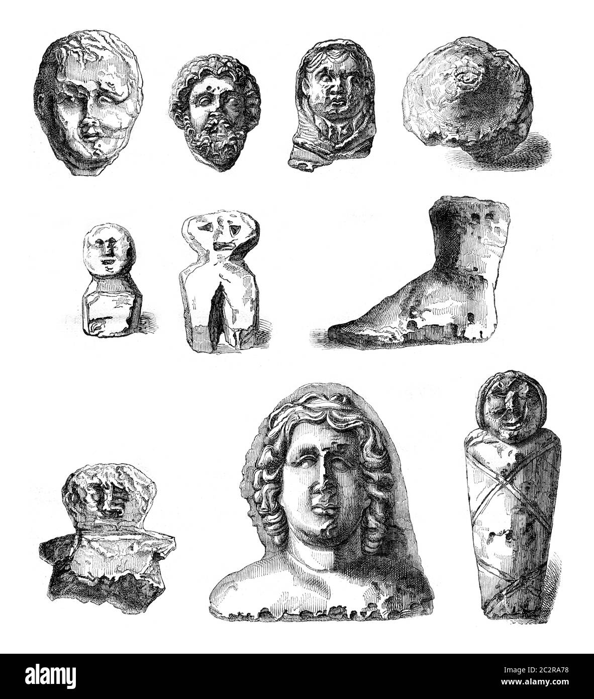 Ex voto Gallo Römisches Museum von Senlis, Vintage gravierte Illustration. Magasin Pittoresque 1876. Stockfoto