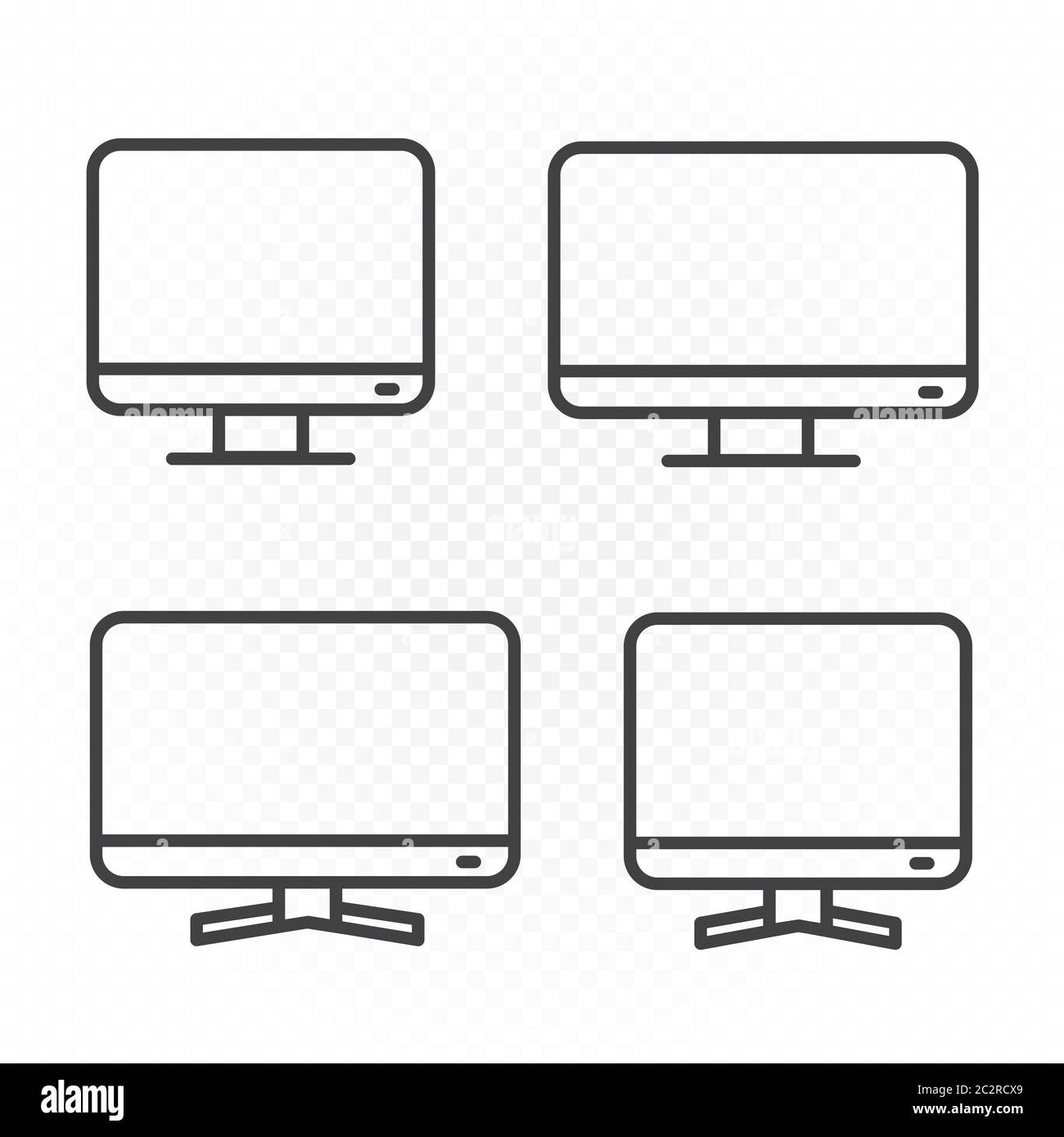 Symbol für die Zeile „Computer-Monitore“ eingestellt Stock Vektor